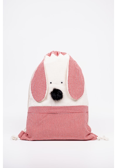 Fabric Craft Bag Çocuk Sırt Çantası Kırmızı Köpek Figürlü Krem - Kırmızı