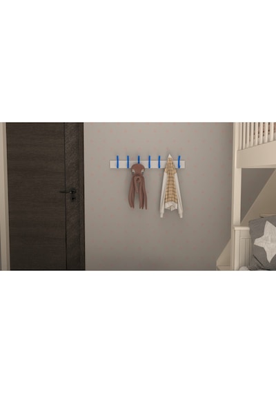 Hepsi3boyutlu Modern Duvar & Kapı Kanca Askılık - 7 Adet Mavi Kanca Askılık - Model No : 1 Mavi