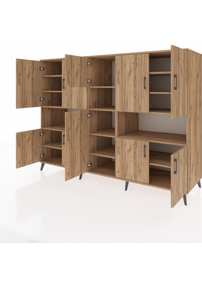 Kronos Dolap 14 Raflı 10 Kapaklı 220x59x163 Çam-çam Atlas Çam - Atlas Çam