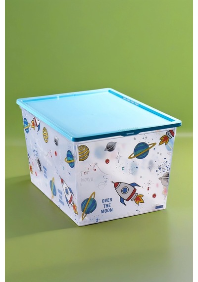 Qutu Light Box Space Fun Dekoratif Saklama Ve Oyuncak Kutusu- 50 Litre Şeffaf