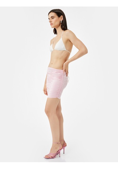 Koton Drapeli Parlak Mini Pareo Etek Pembe 5sak70026mk Gül