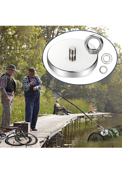 Süper Güçlü Neodyum Pot Mıknatıs 60mm - Halkalı Kurtarma Ve Fishing Magnet
