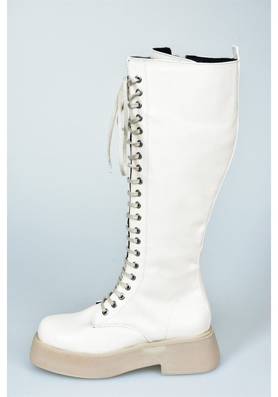 Fox Shoes Bej Bağcıklı Günlük Kadın Çizme L610130909
