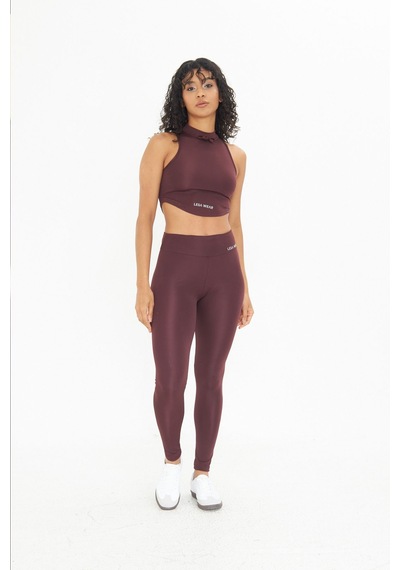 Lesa Wear Soft Touch Bedene Oturan İp Detaylı Sporcu Crop Sütyeni Kahverengi