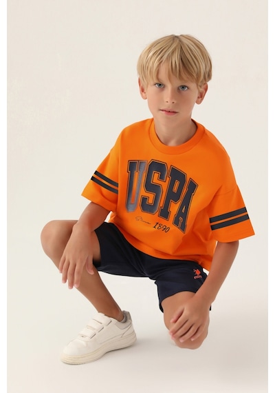 U.S. Polo Assn. Lisanslı Sim Turuncu Erkek Çocuk Bermuda Takım 5274-43254 Turuncu