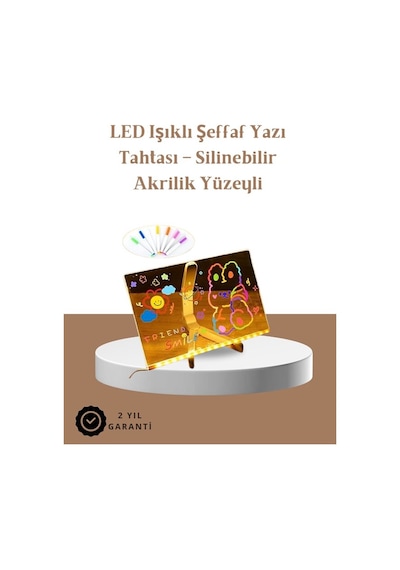 Led Aydınlatmalı Şeffaf Mesaj Tahtası 30x20 Cm Neon Etkili Yazılar İçin Tasarlandı