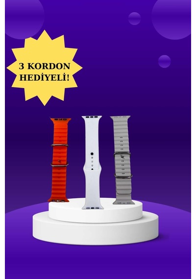 Akıllı Saat Arama Görüşme Bildirim Görme Uyku Ve Zindelik Takibi Nabız Ölçer 3 Kordon li