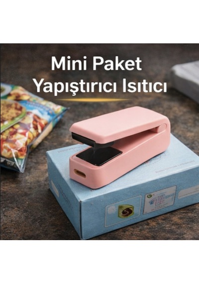 Mini Paket Kapatma Makinesi Isıtıcılı Taşınabilir Gıda Poşet Yapıştırıcı Pembe