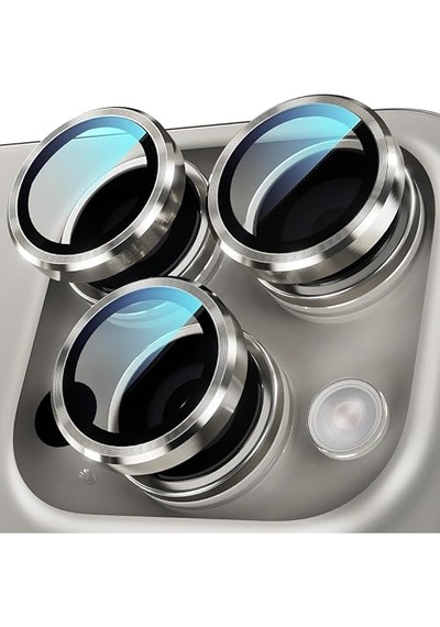 Apple Kolay Kurulum Safir Parmak İzi Bırakmayan Anti-reflective Kamera Lens Koruyucu Titanyum Gri, Apple iPhone Uyumlu 16 Pro Max/