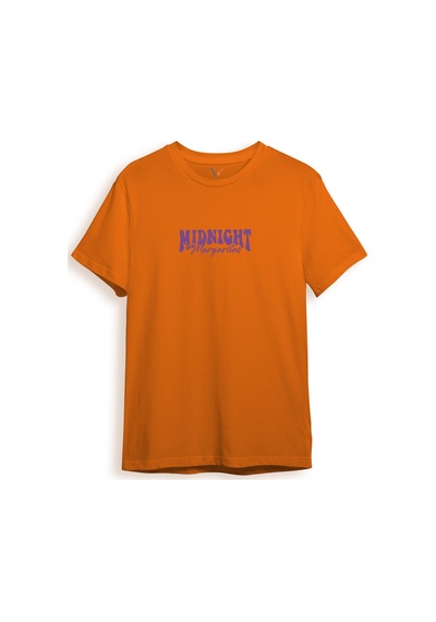 Midnight Margaritas Ön Ve Arka Baskılı %100 Pamuk Unisex Regular Fit T-shirt Turuncu
