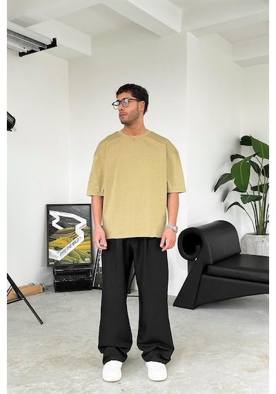 Haki Cozy Basic Soft Oversize Tişört Haki