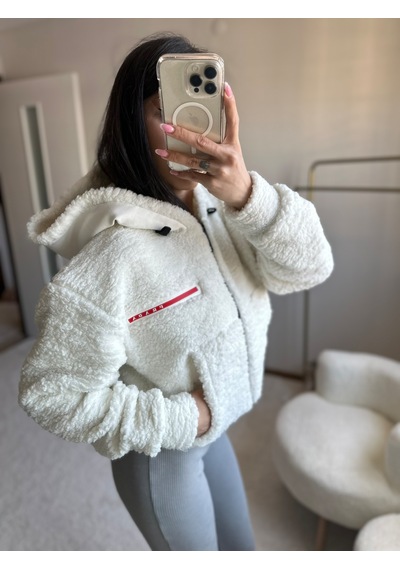Moystore Prdd Peluş Yumoş Kısa Mont Beyaz