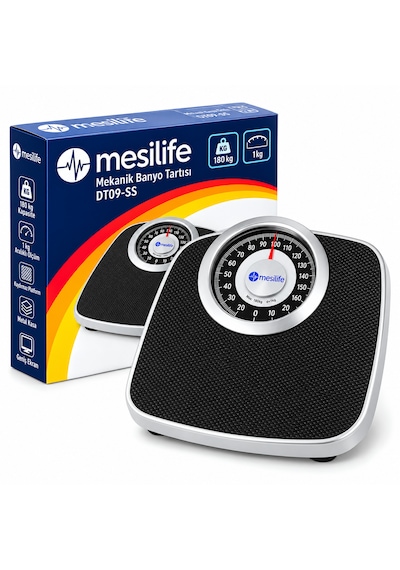 Mesilife Dt09-ss Mekanik Banyo Baskülü 180 Kg Kapasiteli 1 Kg Hassasiyetli Kaymaz Platform Metal Kasa