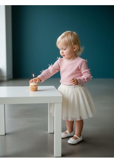 Zekids Kız Bebek Pamuklu Kolları Fiyonk Detaylı Kaşkorse Bluz-16521 Pembe