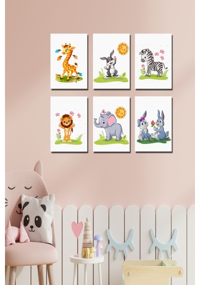 No77decor 6 Parça Çoçuk Odası Tablo Seti Dijital Baskı