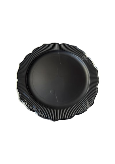 Parti Davet Piknik Doğum Günü Sert Plastik Mika Tabak - Siyah - 18 Cm. - 6'lı Paket Siyah