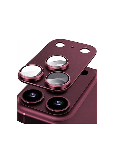 Tam Kapatan Apple iPhone Uyumlu 17 Pro - 18 Pro Lens Koruma Bordo