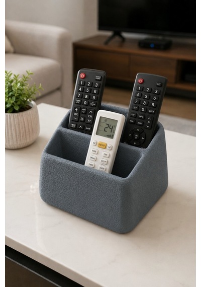 Masa Üstü Kumandalık Organizer Çok Bölmeli Tv Klima Kumanda Standı Düzenleyici 16x13x9.6 Cm Gri