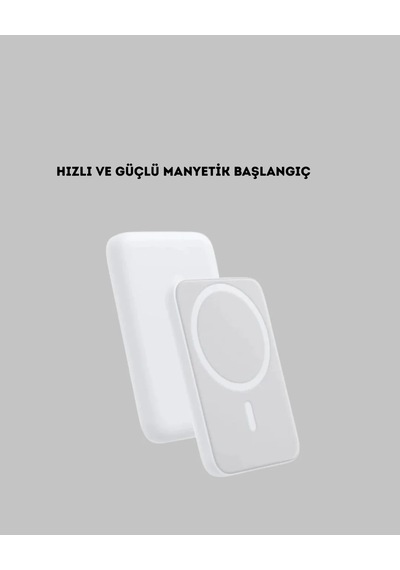 Manyetik Kablosuz Powerbank Apple iPhone 12/13/14/15 Uyumlu, Hızlı Şarjlı, Ultra Hafif Antrasit Melanj