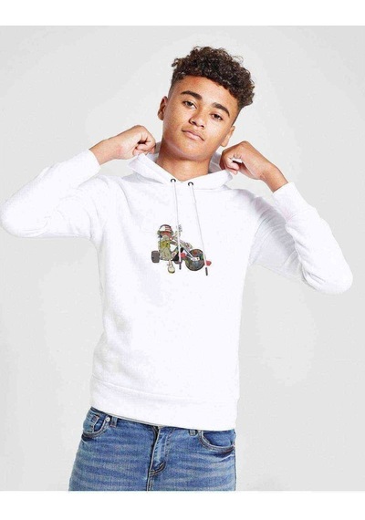 Tshirthane Gorillaz Cartoon Urban Baskılı Unisex Çocuk Kapüşonlu Beyaz Sweat Beyaz