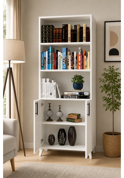 Renazzo %100 Mdf Kapaklı Tekli Modül Ayaklı Geniş Beyaz 179x56 Cm