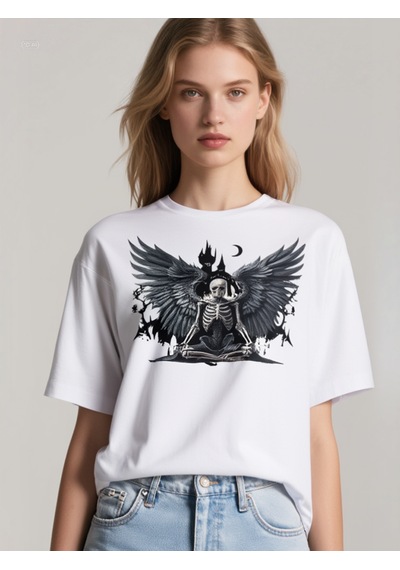 Ogc İskelet Maske Oversize Unisex T-shirt Beyaz