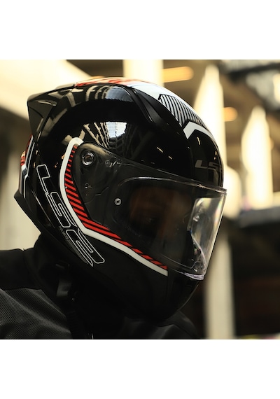 Şeffaf Cam + Ls2 Rapid 2 Race Extra Kask Beyaz - Kırmızı