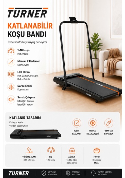 Turner Katlanabilir Yürüyüş Bandı Koşu Bandı