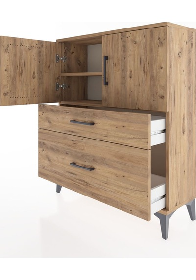Arges Şifonyer 2 Raflı 2 Çekmeceli 2 Kapaklı 88x30x106 Çam-çam Çam