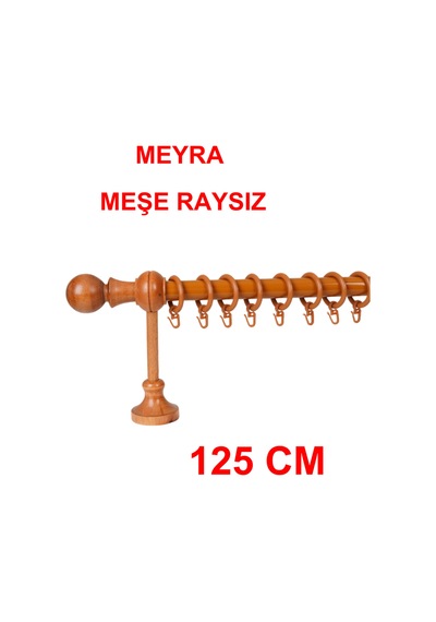 Meyra Demonte Başlıklı Ahşap Rustik Perde Askısı - Raysız -meşe 125 Cm Meşe