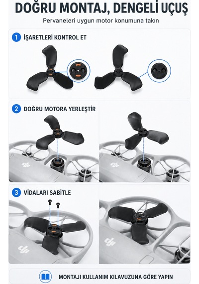 Neo 2 Pervane Seti 2 Adet İşaretli Ve İşaretsiz 3 Kanatlı Yedek Drone Pervanesi
