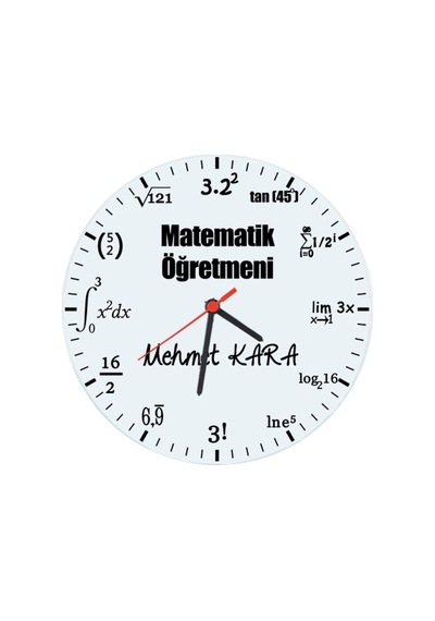 Matematik Öğretmenine Hediye Isimli Cam Duvar Saati Beyaz