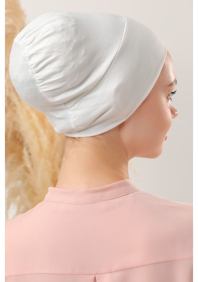 Melodi Scarf Tesettür Pratik Geçme Bone Beyaz Siyah