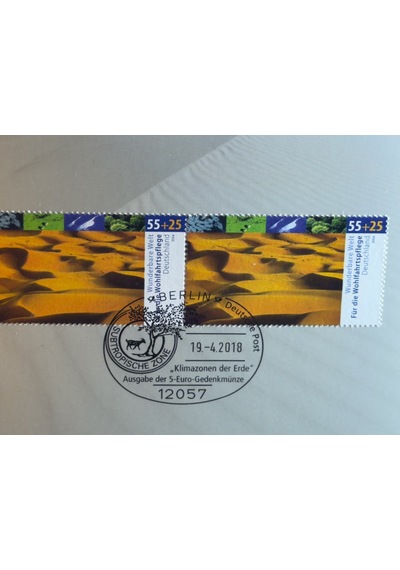 Almanya 5 Euro 2018 Subtropısche Zone Münze & Marke Özel Numısfolder Seti Pul Ve Para