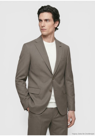 Ramsey Vizon Düz Zeroweight Slim Fit Yün Karışımlı Takım Elbise