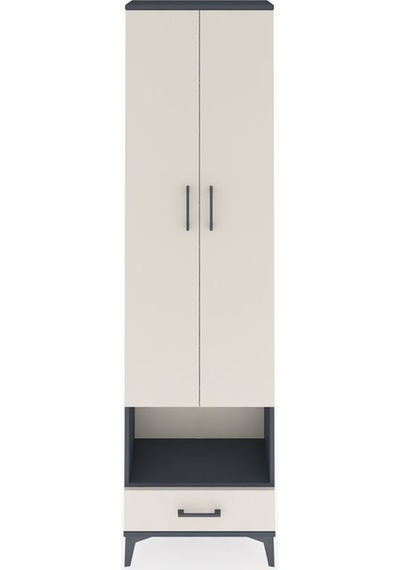 Arges Dolap 4 Raflı Tek Çekmeceli Tek Askılı 60x30x221 Antrasit-aytaşı Antrasit