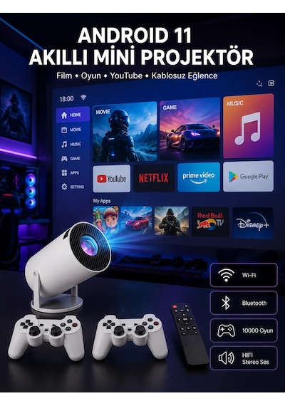 Zenvia Full Hd 8 Gb Ayaklı Çift Kollu 4k Video Oyun Konsolu Taşınabilir Yeni Nesil Znv2026 81628902