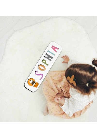 Bk Toys Çocuklara Özel İsimli Figürlü Ahşap Eğitici Yapboz Puzzle-6