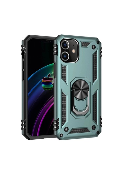 Durukar Apple iPhone Uyumlu 12 Mini Kılıf Sofya Yüzüklü Silikon Kapak - Yeşil
