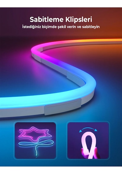 Sese Duyarlı Animasyonlu Rgb Kumandalı 5 Metre Neon Şerit Hortum Led Usb Ve App Uyumlu