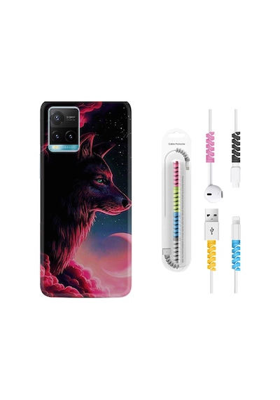 Vivo Y32 Kılıf Kablo Koruyuculu Wolf And Moon 1380