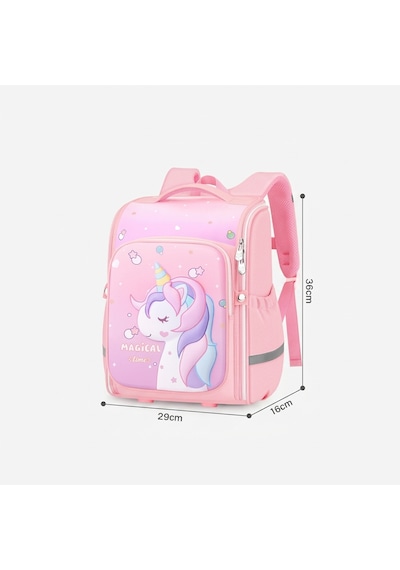 Unicorn 3d Desenli Kız Çocuk Kreş Ve Anaokulu Okul Çantası Pembe