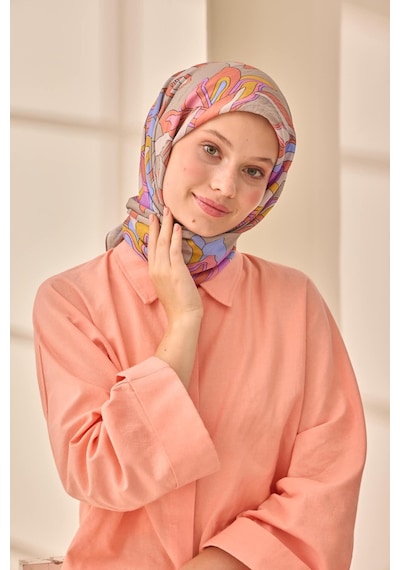 Silk Home Olinda İpek Eşarp 47003-31 Gri, Pembe, Somon, Mavi Lila, Sarı