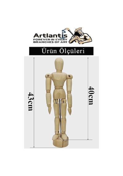 Ahşap İnsan Modeli 40 Cm 1 Paket Büyük İnsan Figürlü Ahşap Model Manken Resim Ressam Eğitimi Tahta Adam Kukla Stilist