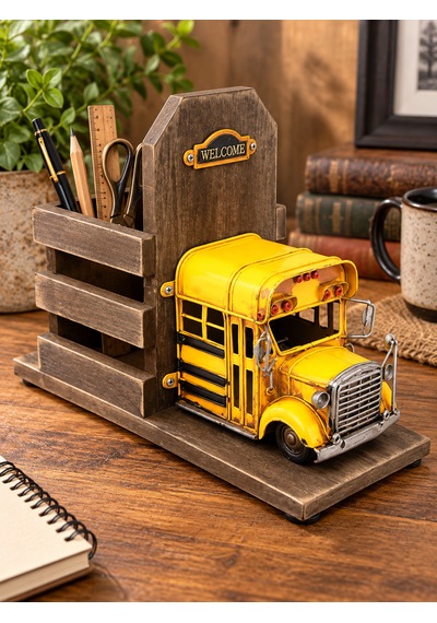 Mnk Home Vintage Dekoratif Metal Okul Otobüsü Kalemlik El Yapımı Eskitme Tasarım, Fotoğraf Çerçeveli Ahşap Ve Metal Masaüstü Organizer 24 Cm Sarı Mnk Home Vintage Dekoratif Metal Okul Otobüsü Kalemlik El Yapımı Eskitme Tasarım, Fotoğraf Çerçeveli Ahşap Ve Metal Masaüstü Organizer 24 Cm Sarı