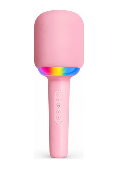 Exenar - Pembe - Kablosuz Bluetooth Karaoke Mikrofonu 5w Rgb Işıklı Taşınabilir Kablosuz Mikrofon Şarjlı 1200 Mah