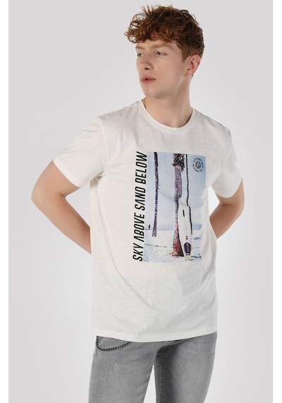 Colin'S Regular Fit Bisiklet Yaka Baskılı Beyaz Erkek Kısa Kol Tişört Cl1062700_Q1.V1_Wht