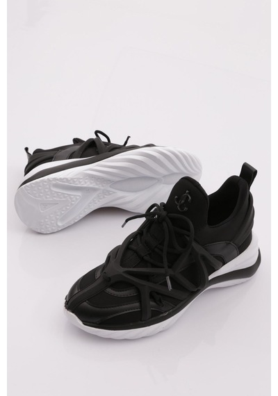 Dgn 044 Kadin Bağcikli Sneaker Ayakkabi 044-2252-R1534 Siyah
