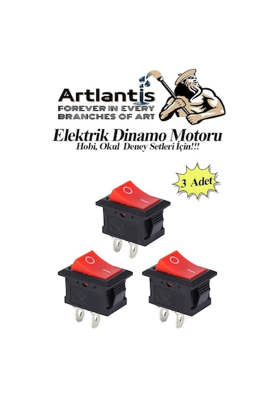 Mini Anahtar Arapuar Çıtçıt Anahtar 3 Adet Elektrik Devresi İçin Açma Kapama Düğmesi On / Off Kırmızı Siyah Anahtar