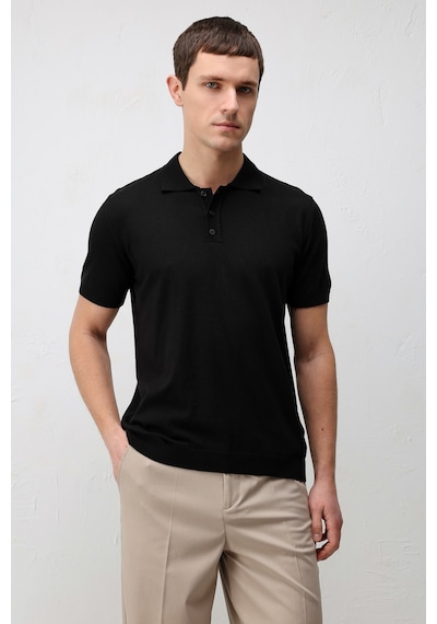 Antioch Comfort Slim Polo Yaka Erkek Triko T-shirt Siyah